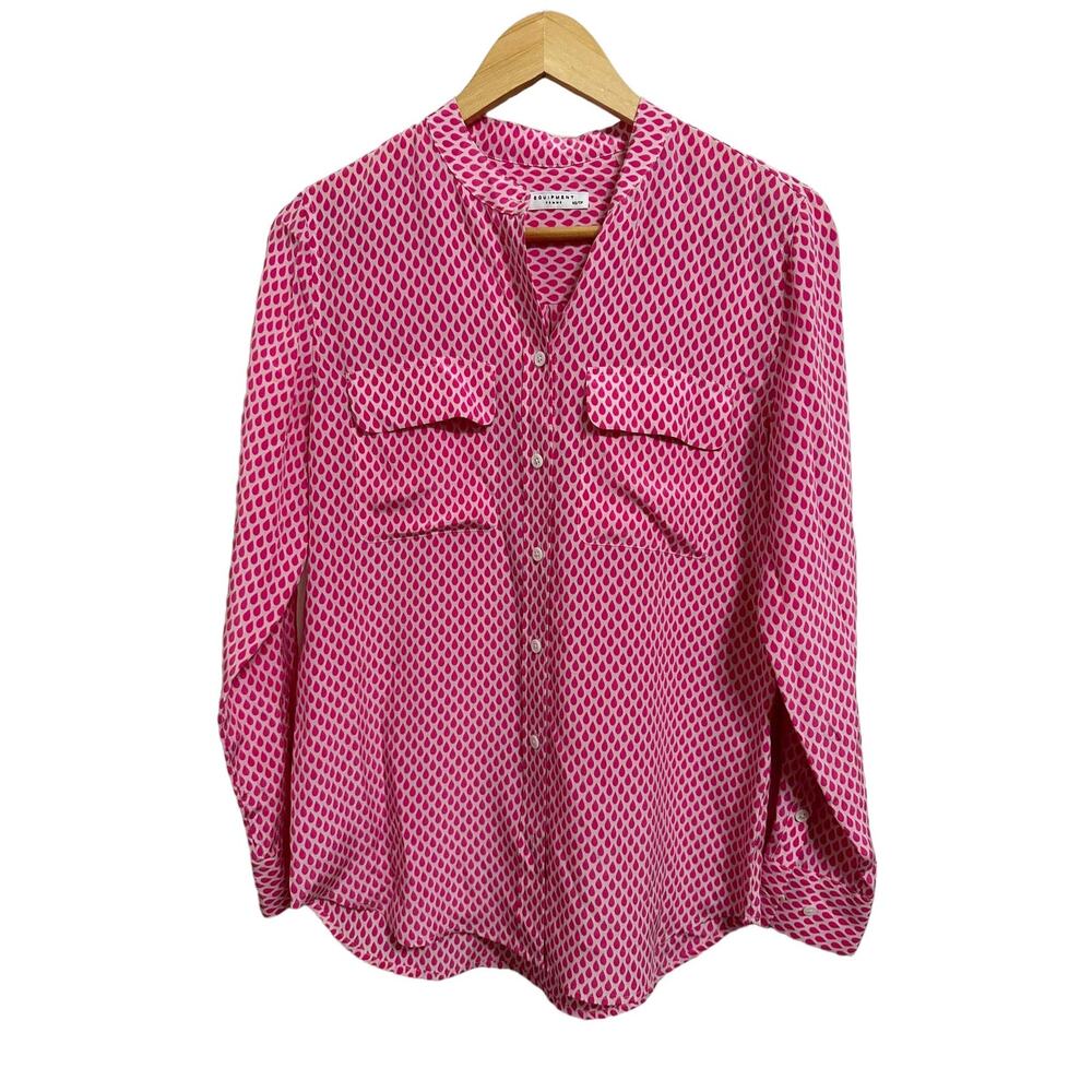 Equipment Femme Womens 100% Silk Button Front Teardrop‎ Print Blouse Size XS